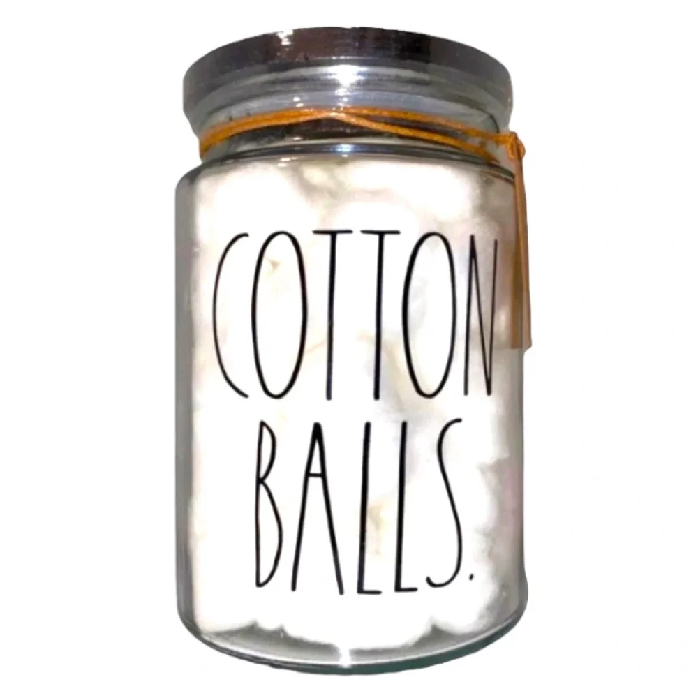 🧺 Rae Dunn COTTON BALLS Glass Jar